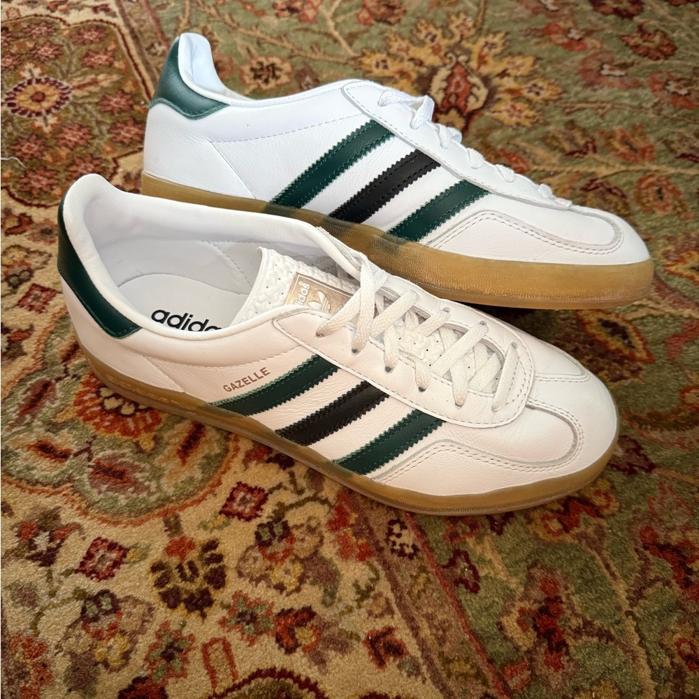 Adidas White and Green Sneakers Sleek Design
